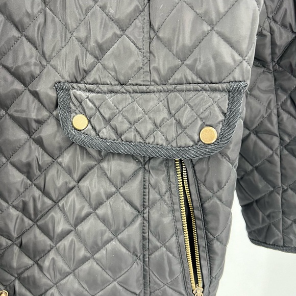 St John’s Bay quilted 1X mid length coat black plus gold outdoor winter fall - Picture 3 of 11